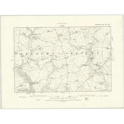 1887 Map of Carmarthenshire XXX.NW, 1888 Print