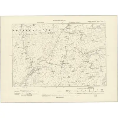 1904 Map of Carmarthenshire XXXI.NE, 1907 Print