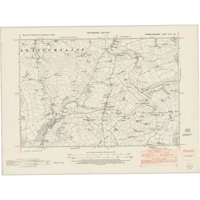 1948 Map of Carmarthenshire XXXI.NE, 1953 Print