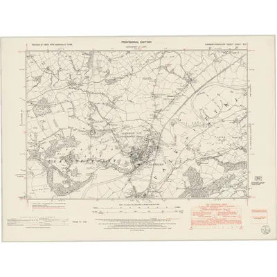1948 Map of Carmarthenshire XXXIII.SE, 1953 Print