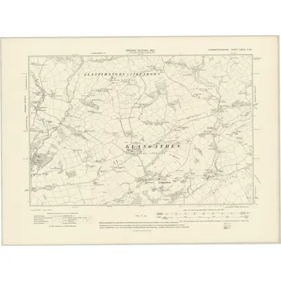 1904 Map of Carmarthenshire XXXIII.SW, 1907 Print