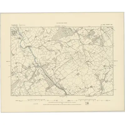 1885 Map of Carmarthenshire XXXIV.NE, 1886 Print