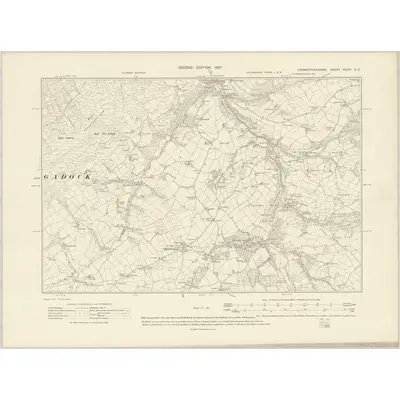 1904 Map of Carmarthenshire XXXIV.SE, 1907 Print