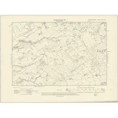 1905 Map of Carmarthenshire XXXIV.SW, 1907 Print