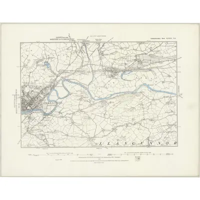 1886 Map of Carmarthenshire XXXIX.NE, 1888 Print