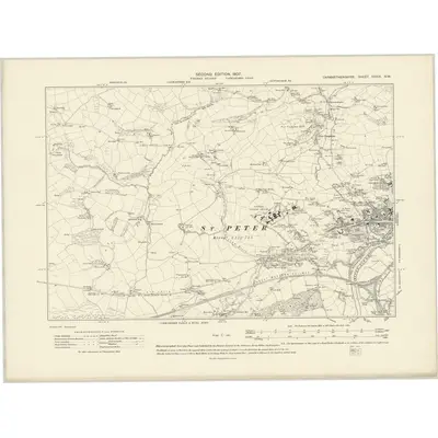 1905 Map of Carmarthenshire XXXIX.NW, 1907 Print
