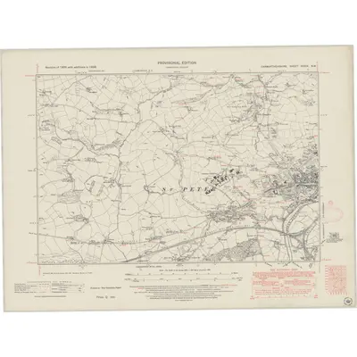 1938 Map of Carmarthenshire XXXIX.NW, 1948 Print