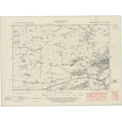 1938 Map of Carmarthenshire XXXIX.NW, 1948 Print