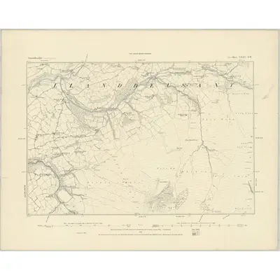 1885 Map of Carmarthenshire XXXV.SW, 1886 Print