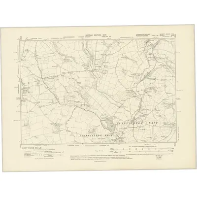 1905 Map of Carmarthenshire XXXVI.NE, 1907 Print