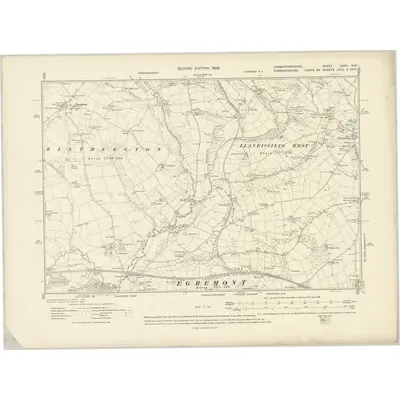 1905 Map of Carmarthenshire XXXVI.NW, 1908 Print