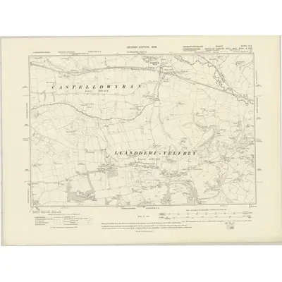1905 Map of Carmarthenshire XXXVI.SE, 1908 Print