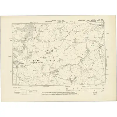 1905 Map of Carmarthenshire XXXVI.SW, 1908 Print