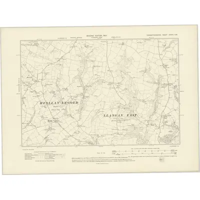 1906 Map of Carmarthenshire XXXVII.NW, 1907 Print