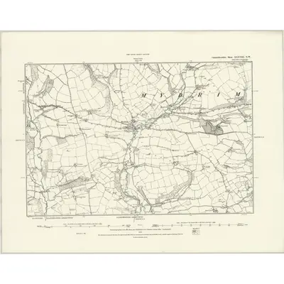1887 Map of Carmarthenshire XXXVIII.NW, 1888 Print