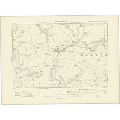 1905 Map of Carmarthenshire XXXVIII.NW, 1907 Print