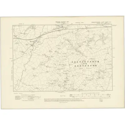 1905 Map of Carmarthenshire XXXVIII.SE, 1907 Print