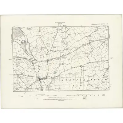 1887 Map of Carmarthenshire XXXVIII.SW, 1888 Print