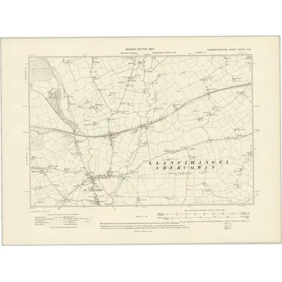 1905 Map of Carmarthenshire XXXVIII.SW, 1907 Print