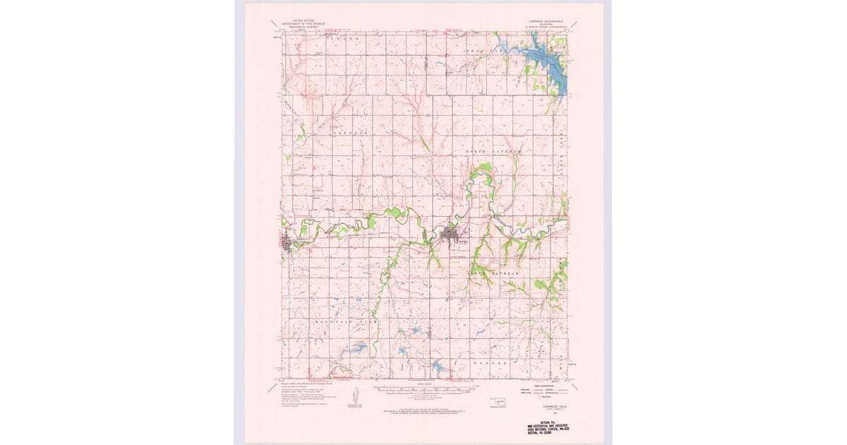 1961 Map of Carnegie, OK — High-Res | Pastmaps