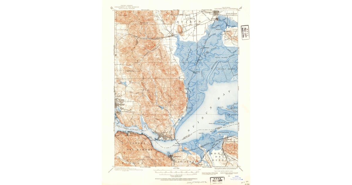Old Maps of Fairfield CA Pastmaps - Carquinez Strait Solano County Ca Usgs Topo 1896 P1954 Og 1200x630