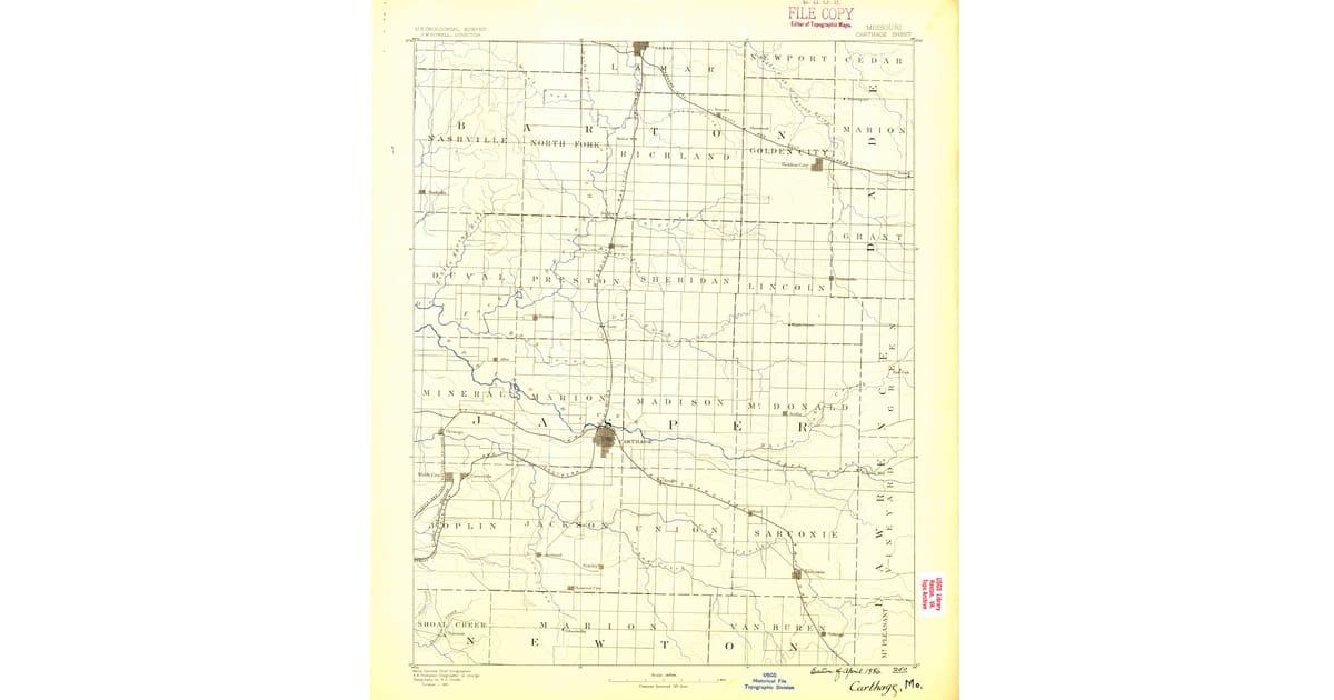 1800s 19th Century Maps of Duenweg - Carthage Jasper County Mo Usgs Topo 1886 Og 1200x630 