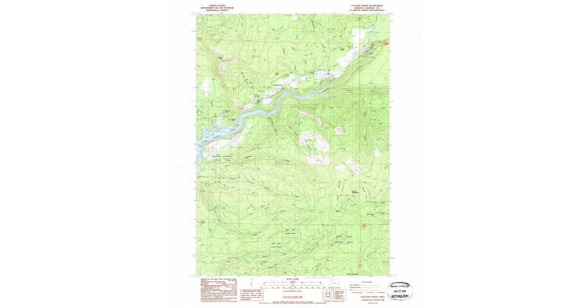 1988 Map of Cascade Gorge, OR — High-Res | Pastmaps