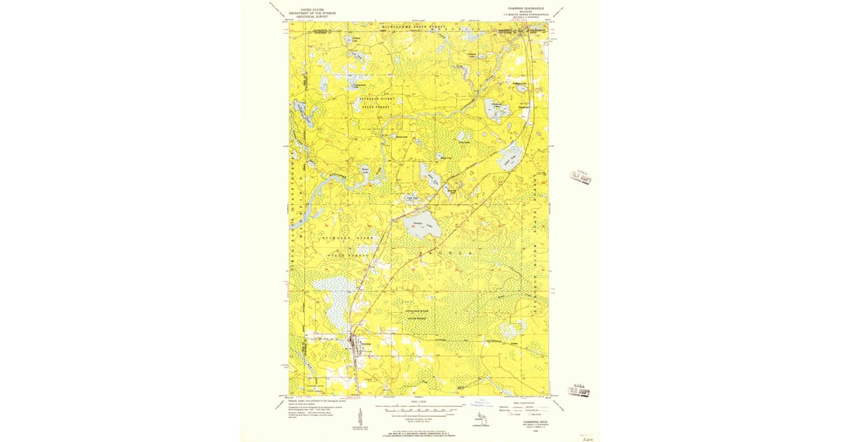 1955 Map of Channing, Dickinson County, MI — High-Res | Pastmaps