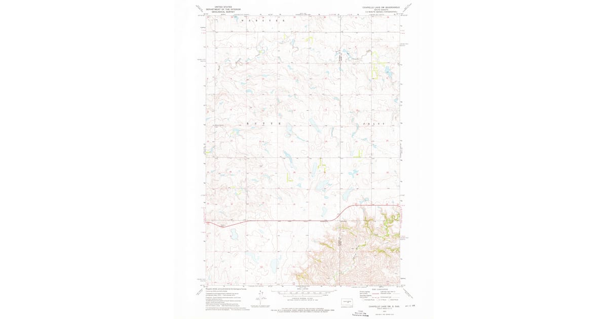 Hughes Map 1973 Map of Chapelle Lake SW, Hughes County, SD — High-Res | Pastmaps