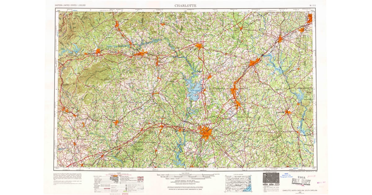 Old Maps of Union NC for Metal - Charlotte Mecklenburg County Nc Usgs Topo 1953 P1968 Og 1200x630