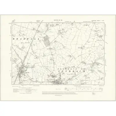 1907 Map of Cheshire L.NW, 1911 Print