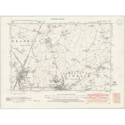 1938 Map of Cheshire L.NW, 1946 Print