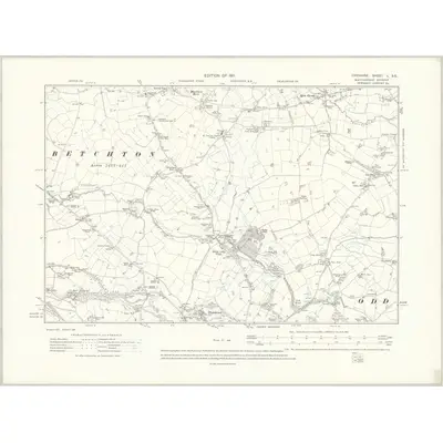 1908 Map of Cheshire L.SE, 1911 Print