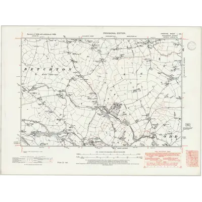1938 Map of Cheshire L.SE, 1947 Print