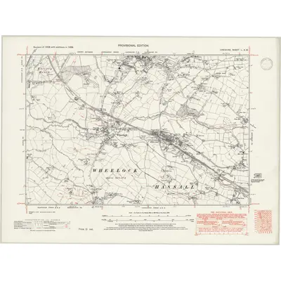 1938 Map of Cheshire L.SW, 1947 Print