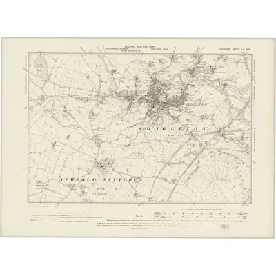 1896 Map of Cheshire LI.NW, 1899 Print