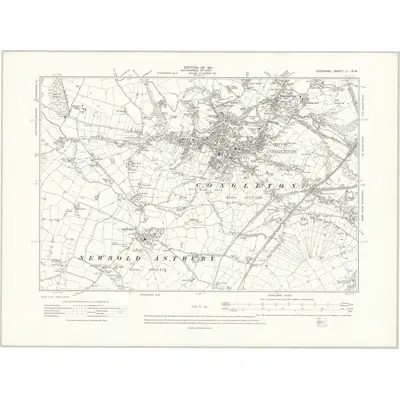1907 Map of Cheshire LI.NW, 1911 Print
