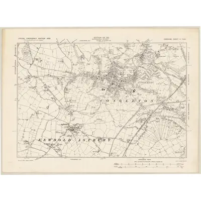 1938 Map of Cheshire LI.NW, 1939 Print