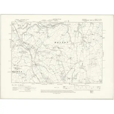 1907 Map of Cheshire LII.NW, 1913 Print