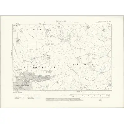 1908 Map of Cheshire LV.SW, 1912 Print