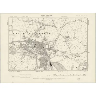 1897 Map of Cheshire LVI.NE, 1899 Print