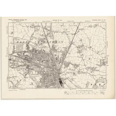1938 Map of Cheshire LVI.NE, 1939 Print