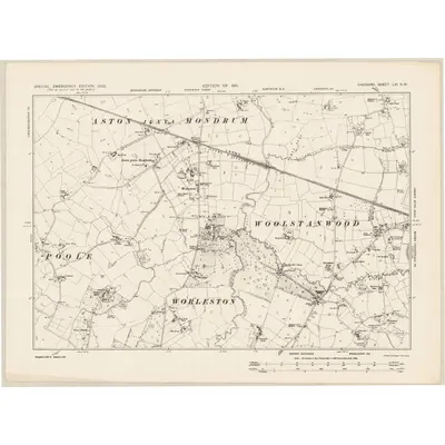 1938 Map of Cheshire LVI.NW, 1939 Print