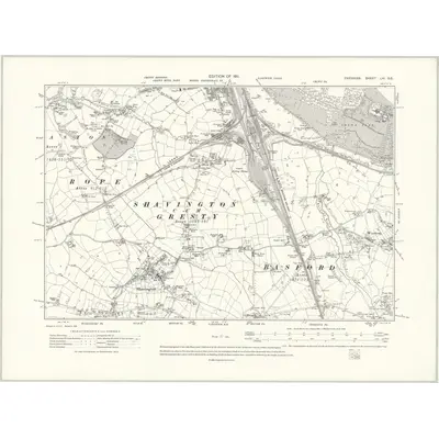 1908 Map of Cheshire LVI.SE, 1911 Print