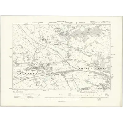 1908 Map of Cheshire LVII.NE, 1911 Print