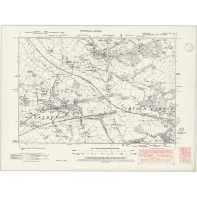 1938 Map of Cheshire LVII.NE, 1946 Print