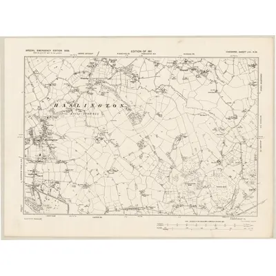 1938 Map of Cheshire LVII.NW, 1939 Print