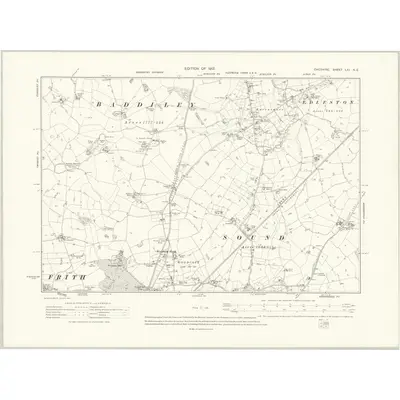 1908 Map of Cheshire LXI.NE, 1912 Print