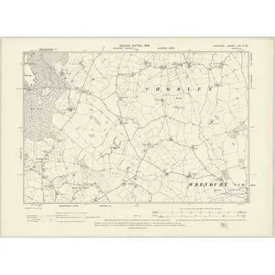 1897 Map of Cheshire LXI.NW, 1899 Print