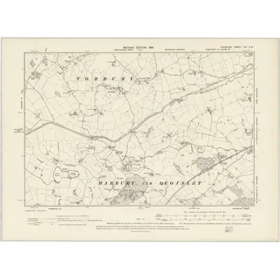 1897 Map of Cheshire LXI.SW, 1899 Print